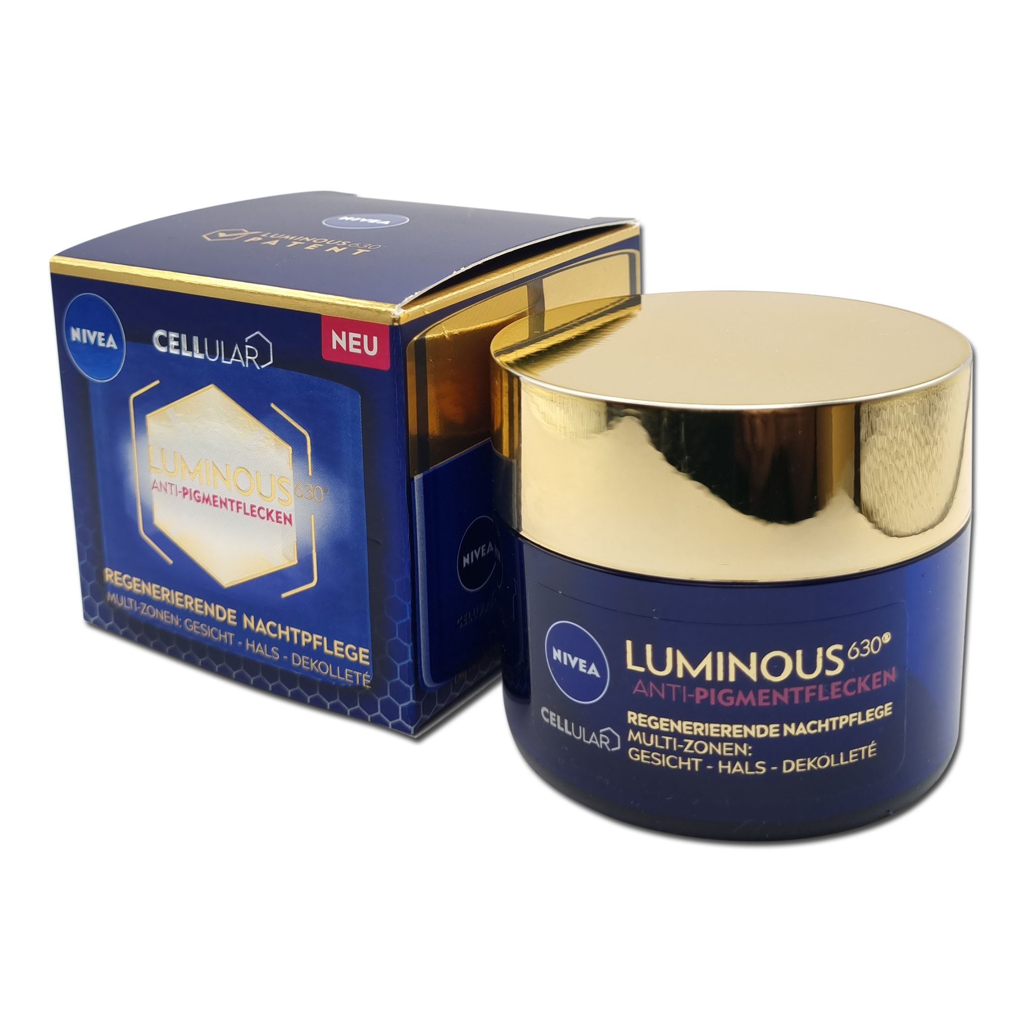 Nivea Anti-Aging-Creme Luminous 630 - Regenerierende Nachtpflege, Anti-Pigmentflecken