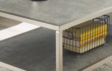 MCA furniture Couchtisch Orinoco (Wohnzimmertisch in Keramik-Optik, 110 x 60 cm), mit Edelstahl
