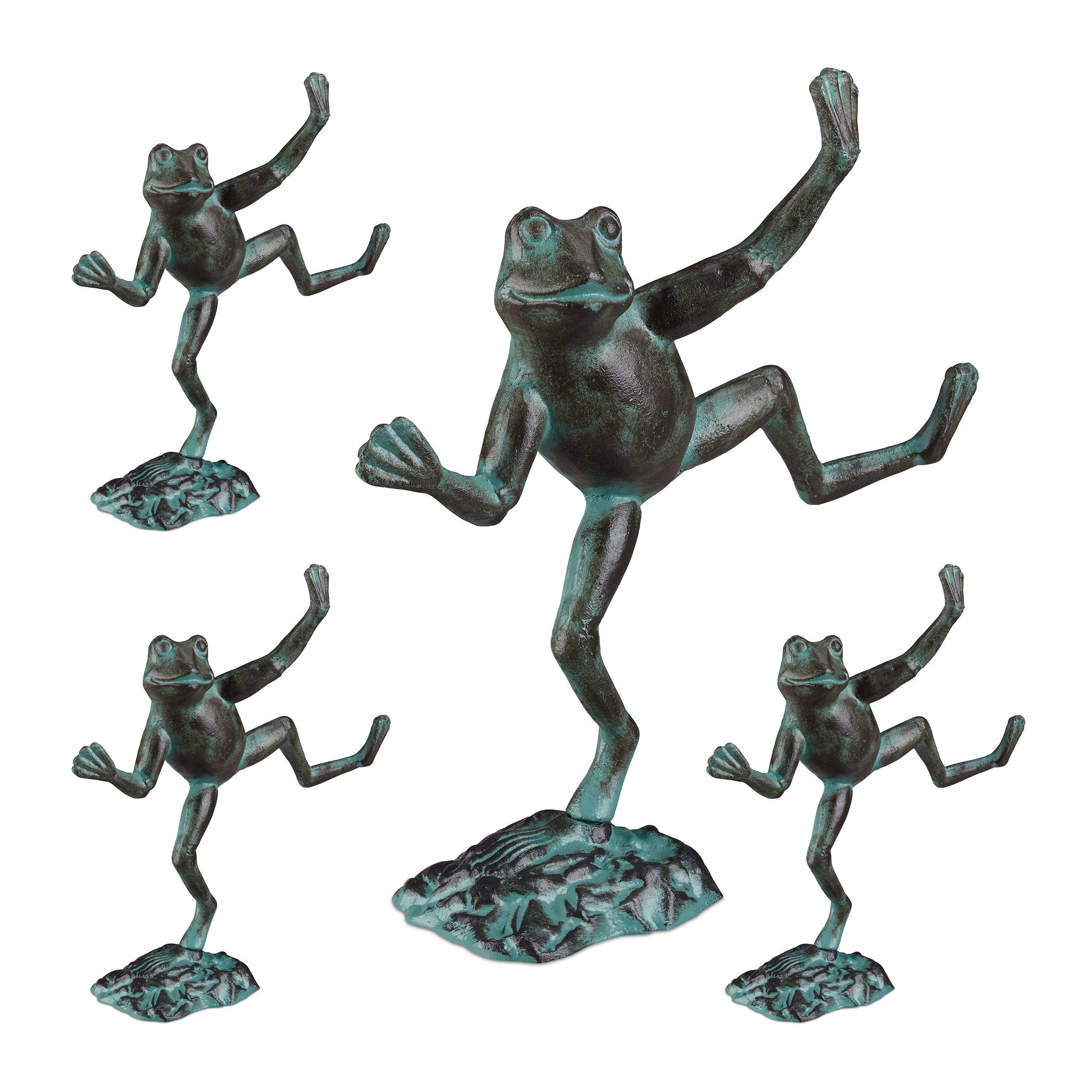 relaxdays Gartenfigur 4 x Gartenfigur Frosch