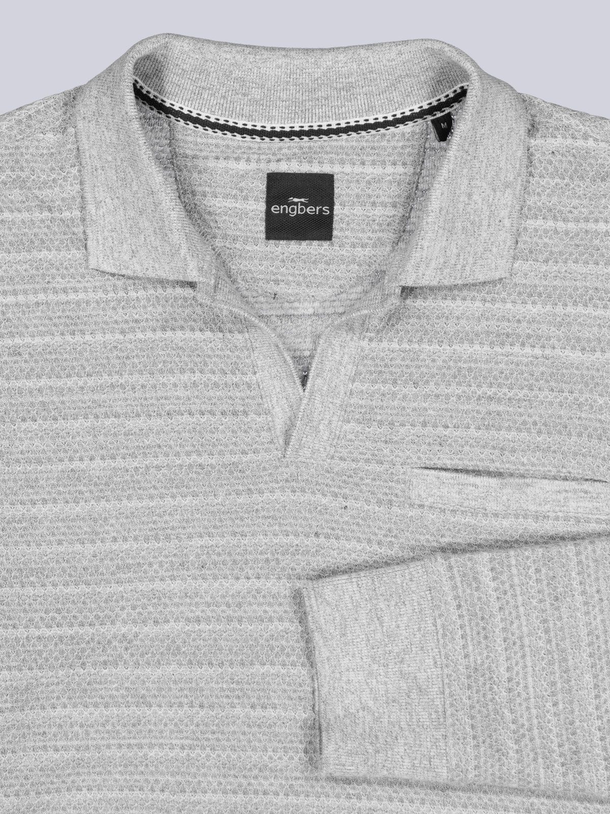 Engbers Langarm-Poloshirt Herren Langarm-Shirt mit Polo-Kragen, Silbergrau