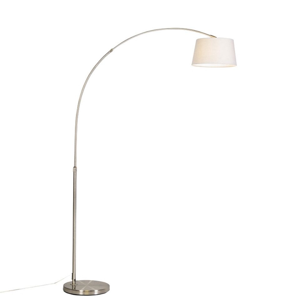 Qazqa Stehlampe Arc, ohne Leuchtmittel, E27, Weiß, Modern, Stahl, 1-flammig