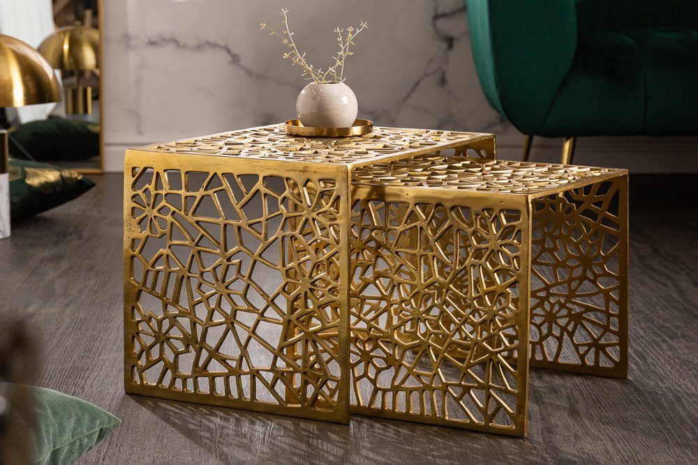 riess-ambiente Couchtisch ABSTRACT 50cm gold (Set, 2-St), Wohnzimmer · Metall · eckig · Modern Design