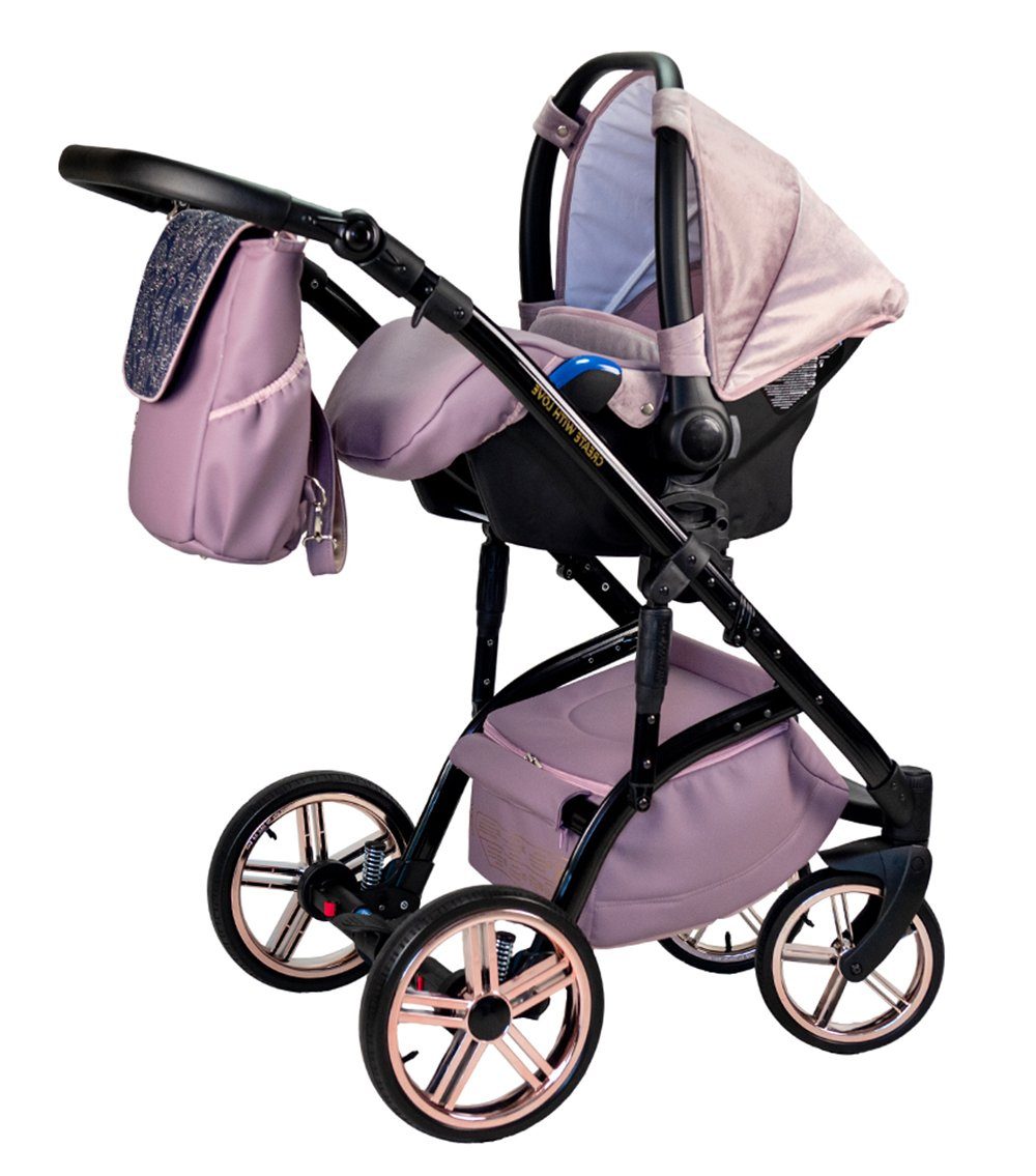 Farben Vip Teile in - in 1 3 12 Rosa-Lila-Dekor 16 Kombi-Kinderwagen Lux - babies-on-wheels Kinderwagen-Set