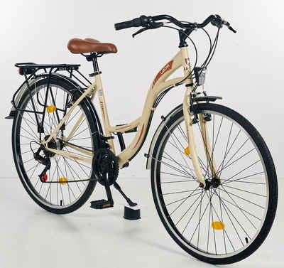 LUCHS Cityrad »Fahrrad 28 Zoll Fahrrad Hollandfahrrad Damenfahrrad Trekkingrad Damen«, 21 Gang, Shimano Schaltung, 28 Zoll Reifen, 4 verschiedene Farben