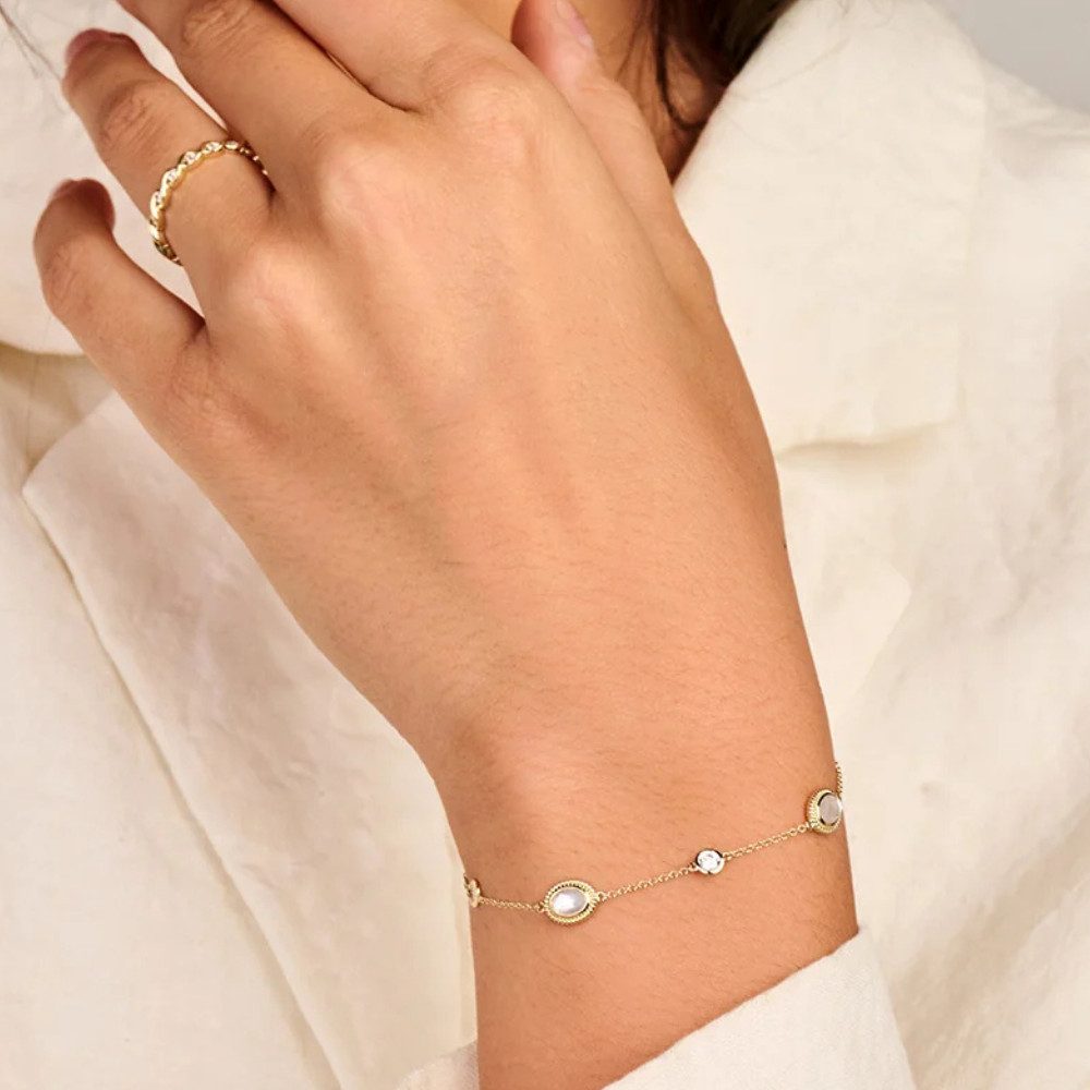 Blush Goldarmband 2252YMQ, Gelbgold, Zirkonia, Bergkristall, Perlmutt