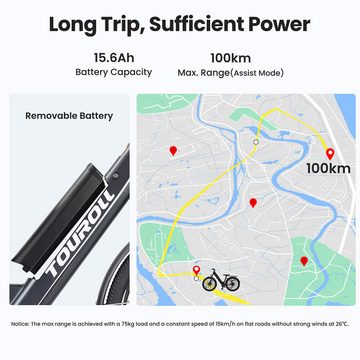 Touroll E-Bike J1 ST Trekking Bike, 7 Gang Shimano, 100km Reichweite, mechanische Scheibenbremse & E-Brake