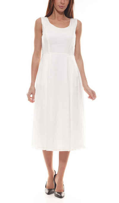 GUIDO MARIA KRETSCHMER Sommerkleid »GUIDO MARIA KRETSCHMER Midi-Kleid stilvolles Damen Ausgeh-Kleid mit kleiner GMK-Applikation Freizeit-Kleid Weiß«