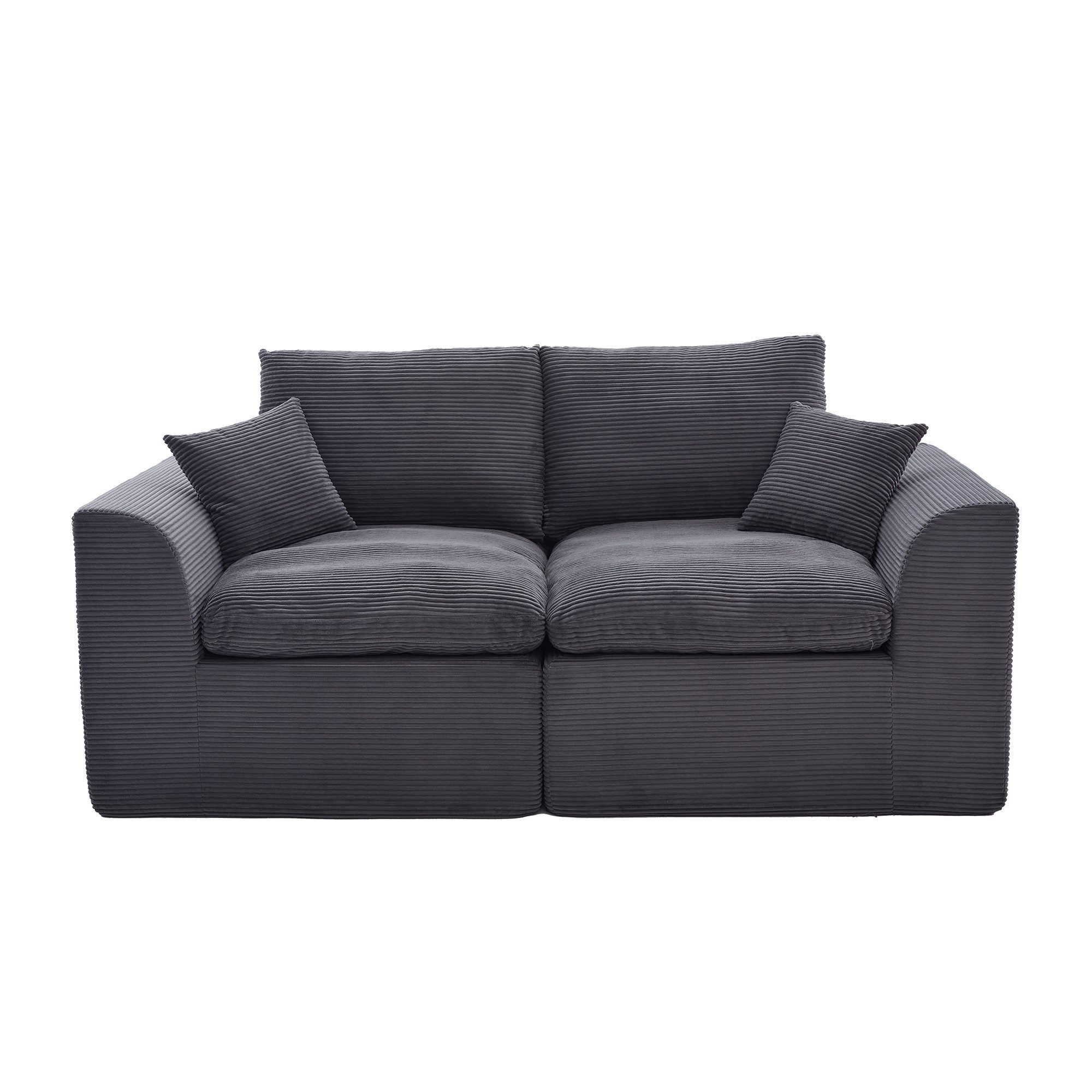 BlingBin Sofa Modulares Sofa Cord Wohnzimmersofa Abnehmbarer Bezug, Sitzsack-Sofa Mit Ein großes und ein kleines Kissen 2 Teile, Zweisitzer sofa Sessel Komplett mit Kissen Freizeitsofa