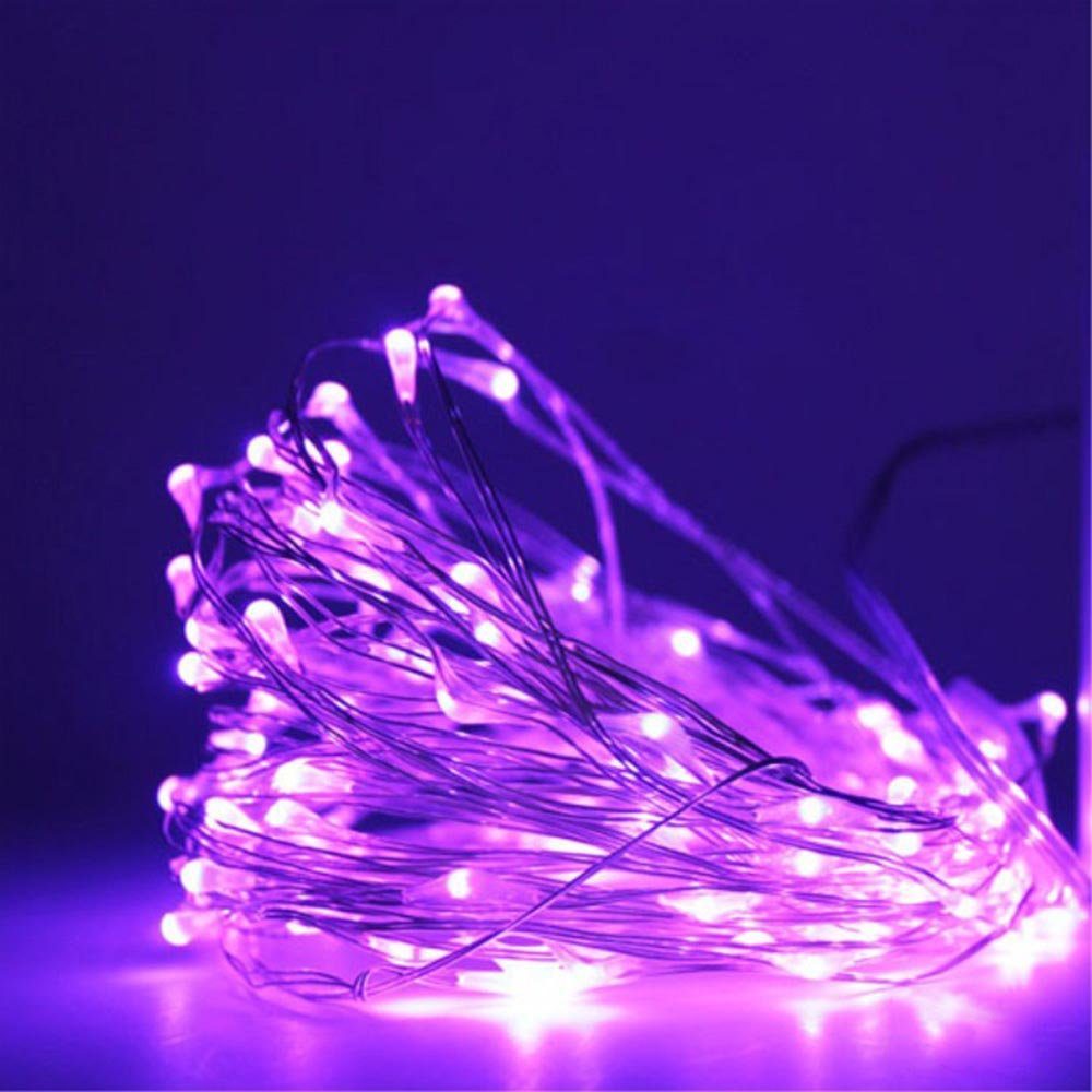 Sunicol LED-Lichterkette Halloween Weihnachten Wasserdicht Purple für Lichter, Kupferdraht, Batterie, Beleuchtung, 4M Deko, Außen IP44 Party Zeremonien