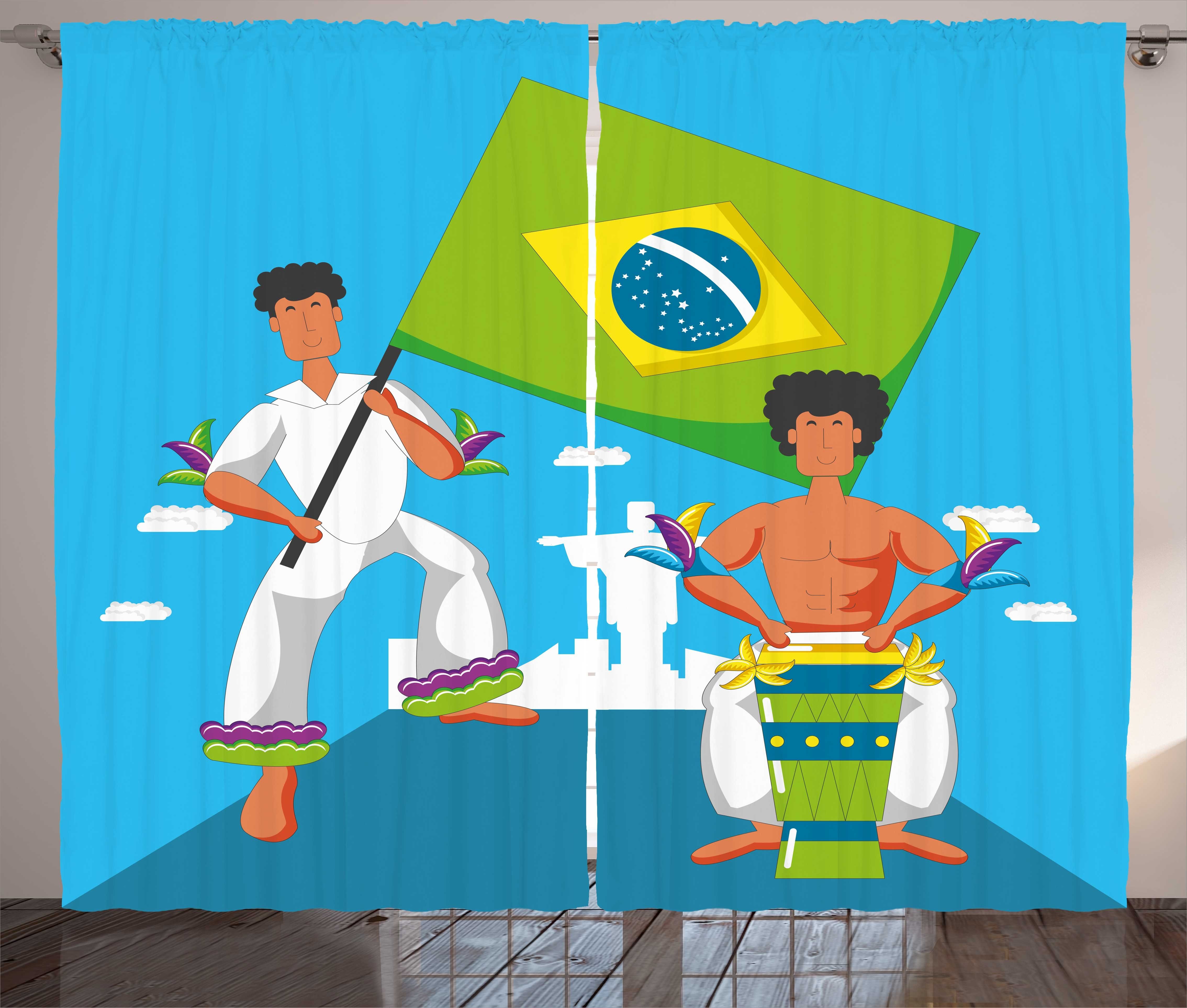 Gardine Schlafzimmer Kräuselband Vorhang mit Schlaufen und Haken, Abakuhaus, Brasilien Brasilianische Männer Entertaining | Fertiggardinen