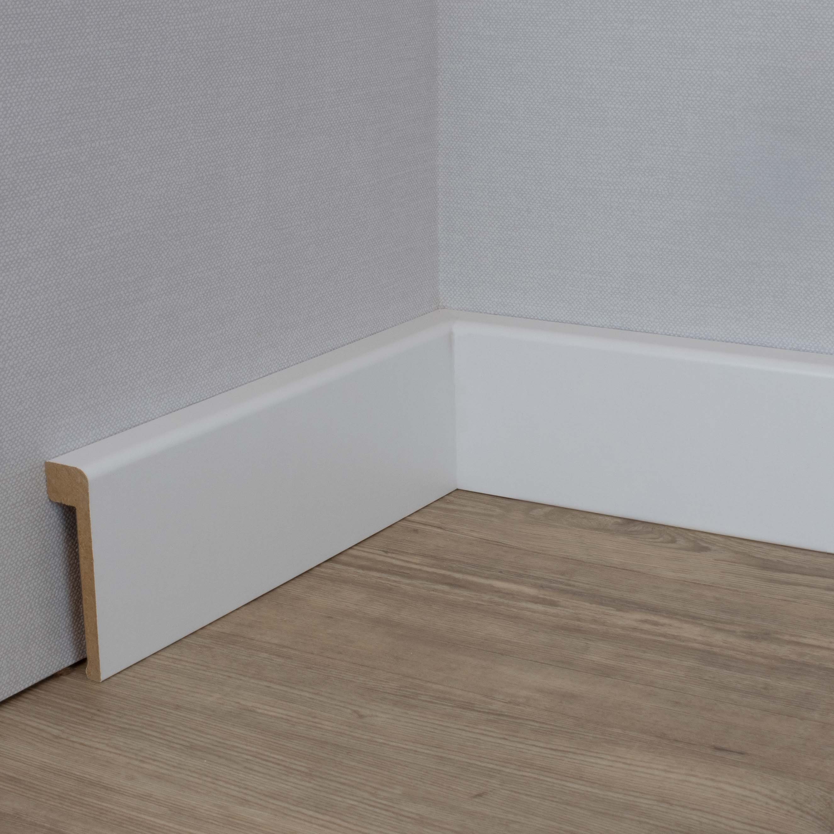 PROVISTON Sockelleiste MDF, 19 x 80 x 2500 mm, Weiß, Fliesen Abdeckleiste bis 65 mm Höhe