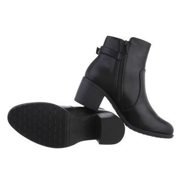 Ital-Design Damen Elegant Stiefelette Blockabsatz Klassische Stiefeletten in Schwarz