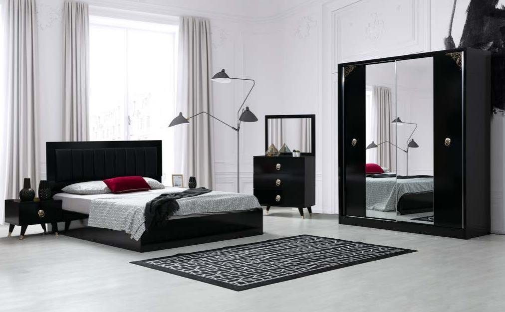 JVmoebel Schlafzimmer-Set Schlafzimmer Set Komplett Bett Nachttisch Kommoden Schrank Modern, Made In Europe
