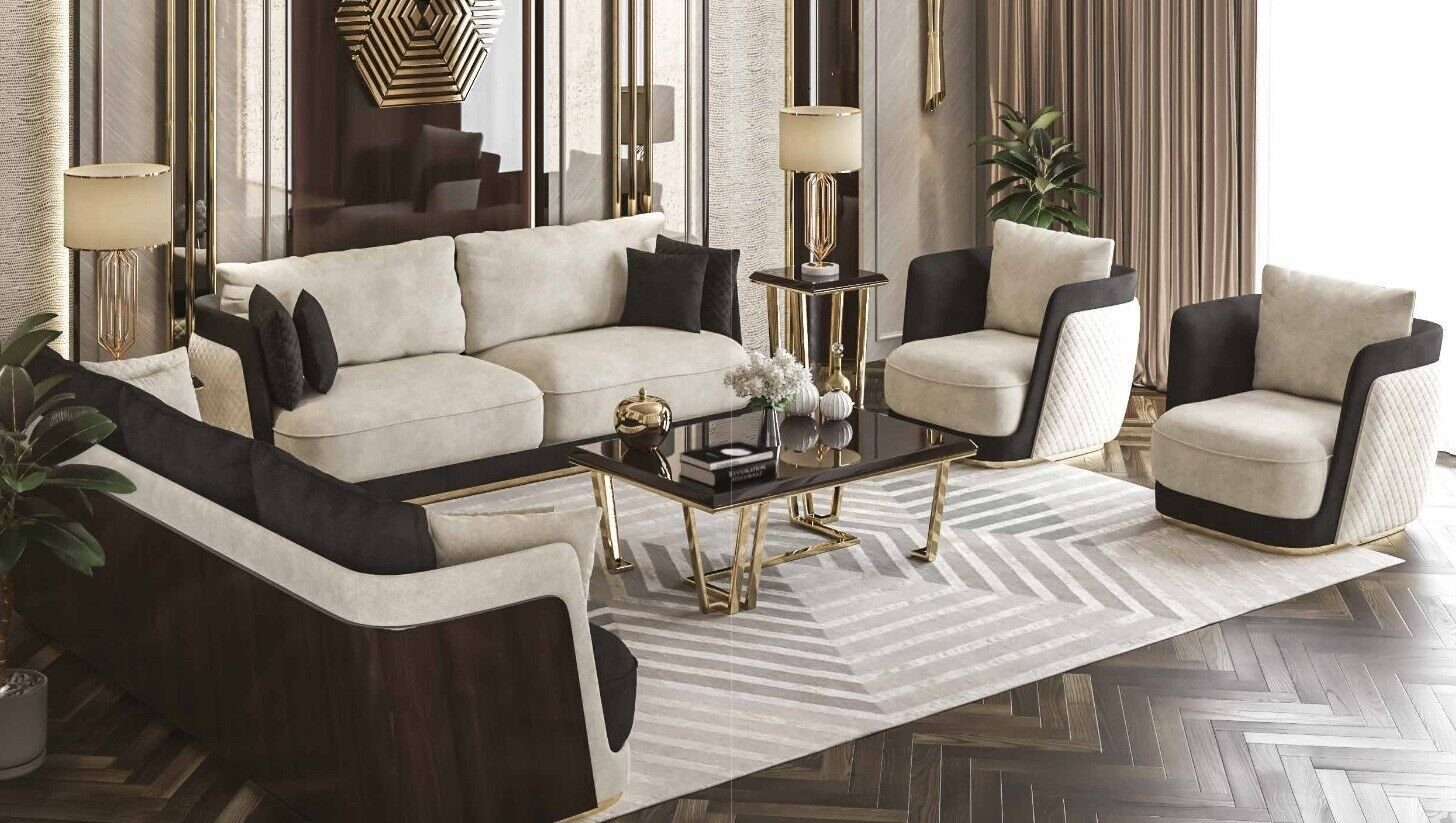 (4-St), 4+3+1+1 Polster Holz, Luxus Sofa Made Sofagarnitur Set in Wohnzimmer-Set Europa JVmoebel Design Sitzer Couch