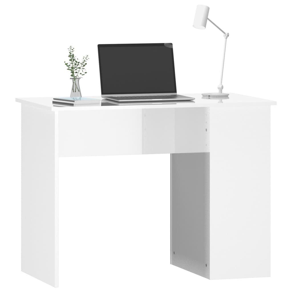 Hochglanz-Weiß vidaXL 100x55x75 Schreibtisch | Hochglanz-Weiß Hochglanz-Weiß Holzwerkstoff cm Schreibtisch