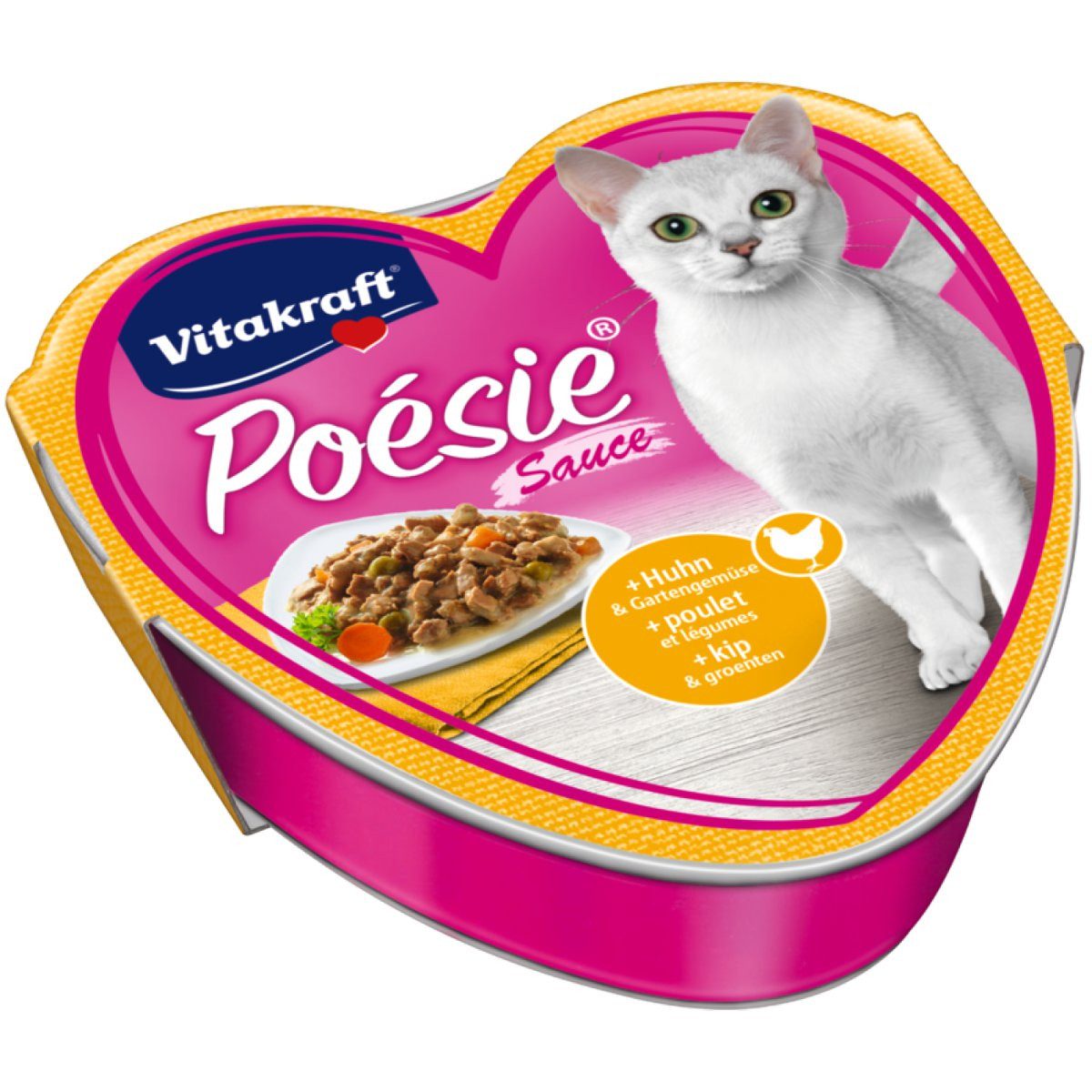 Vitakraft Katzenfutter Poesie Sauce, Huhn und Gartengemüse, 15 Schalen, Nassfutter für: Katzen von Vitakraft
