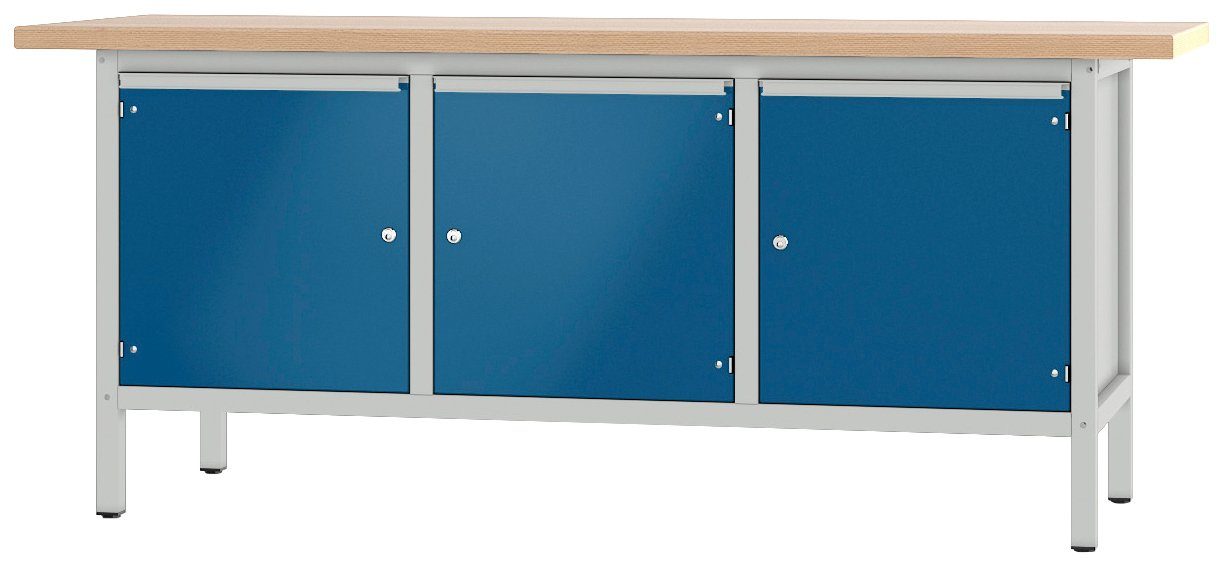 PADOR Werkbank 85,5x200 Höhe/Länge: cm grau/blau 444, S 31