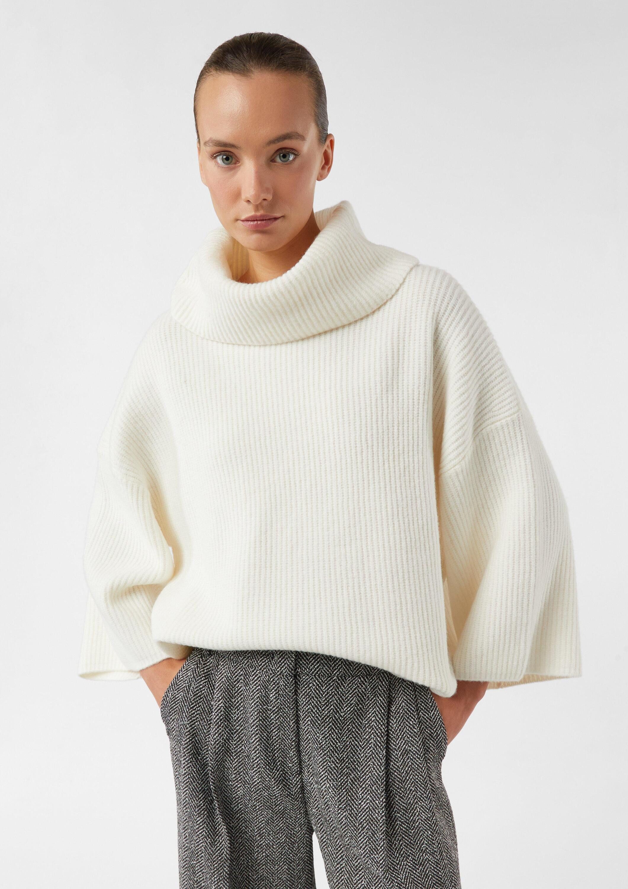comma Longpullover Indoor-Poncho Poncho-Pullover mit weitem Rollkragen