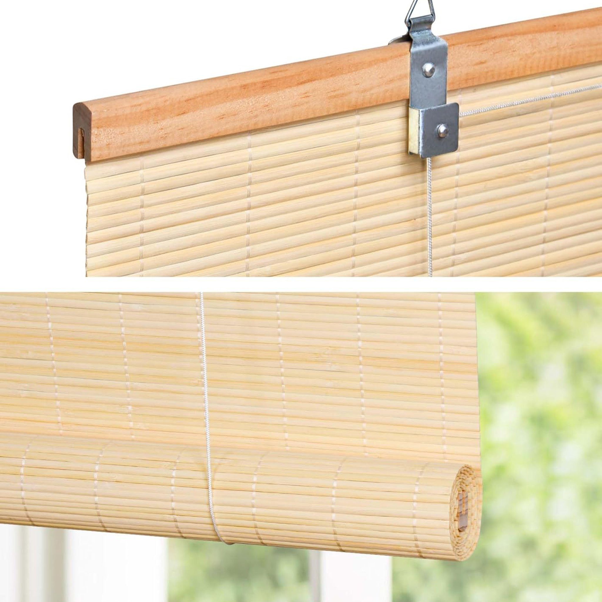Rollo Bambusrollo Klemmfix, 40 x 130 cm, natur, Victoria M., verdunkelnd, ohne Bohren, freihängend, Klemmfix, Klemmfix, Bambus