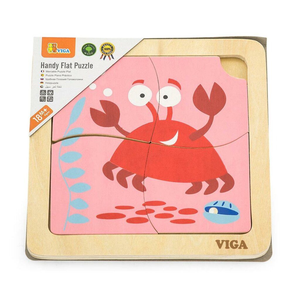 Viga® Holzspielzeug Spiel Viga 50146 Handliches flaches Puzzle - Krabbe