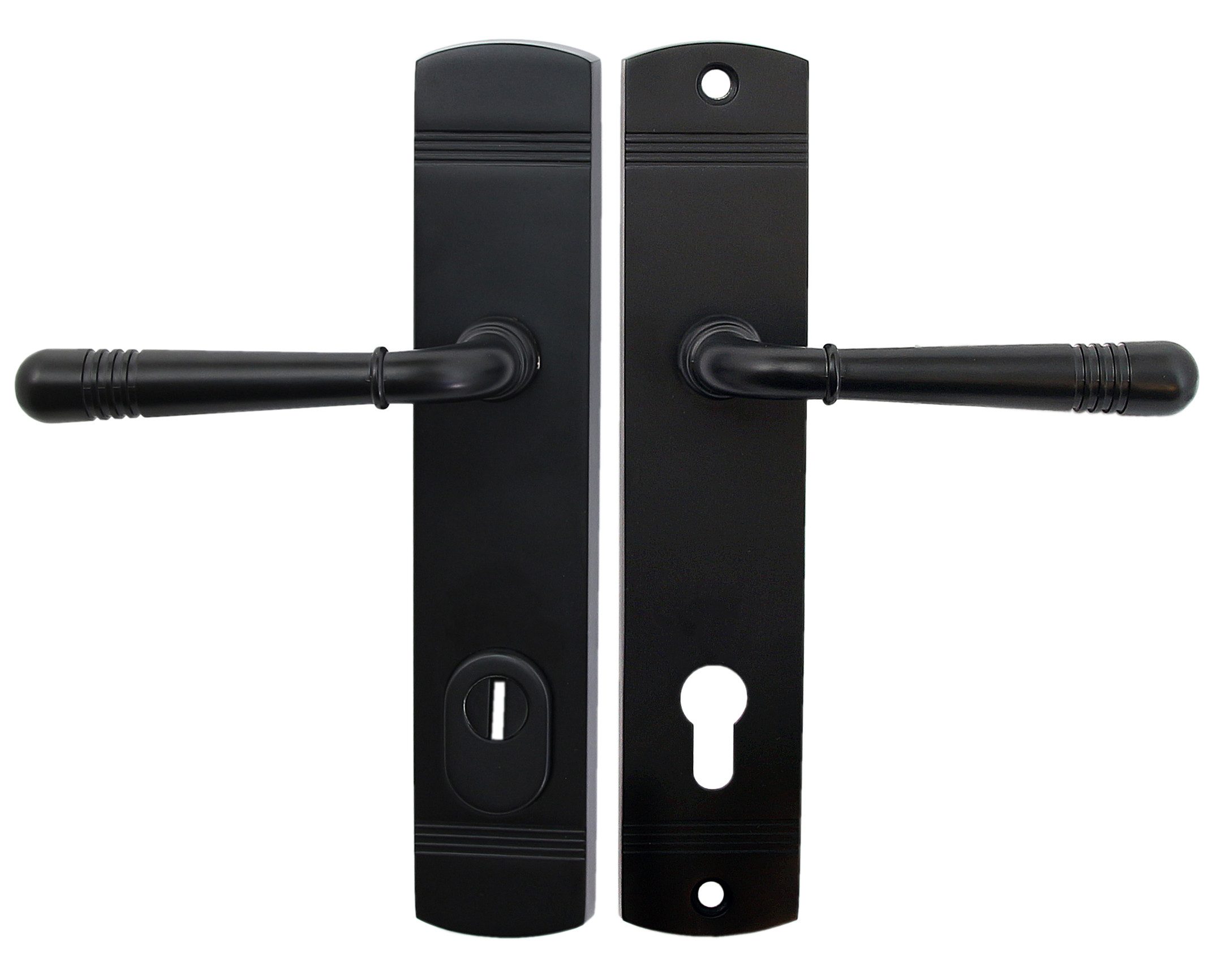 Türbeschlag Haustür Schutzbeschlag 2316 Helena LS Schwarz HS 92 mm Dr-Dr, Außenschild mit Stahleinlage