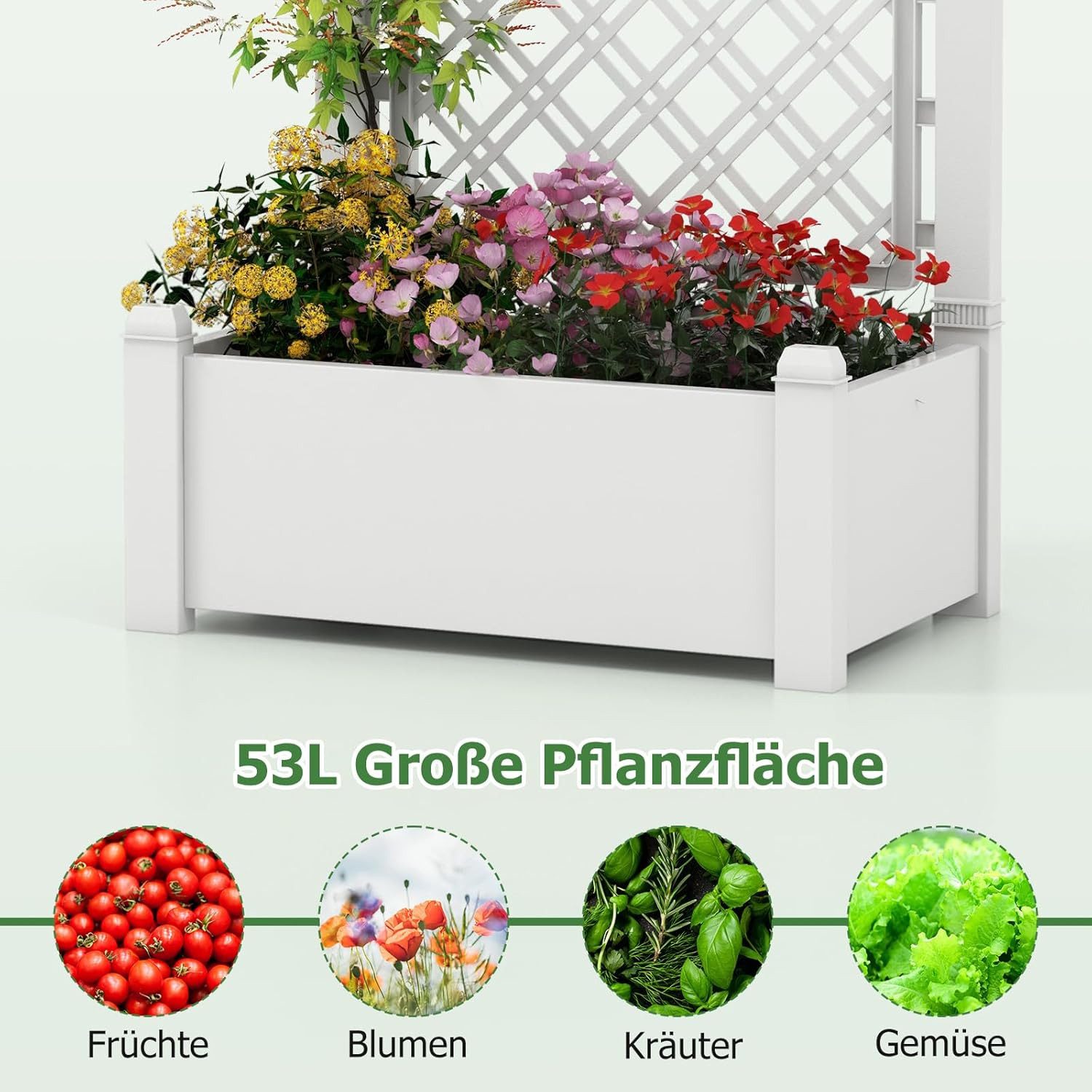 KOMFOTTEU Blumenkasten, Pflanzkasten mit Rankgitter, 76,5 günstig online kaufen