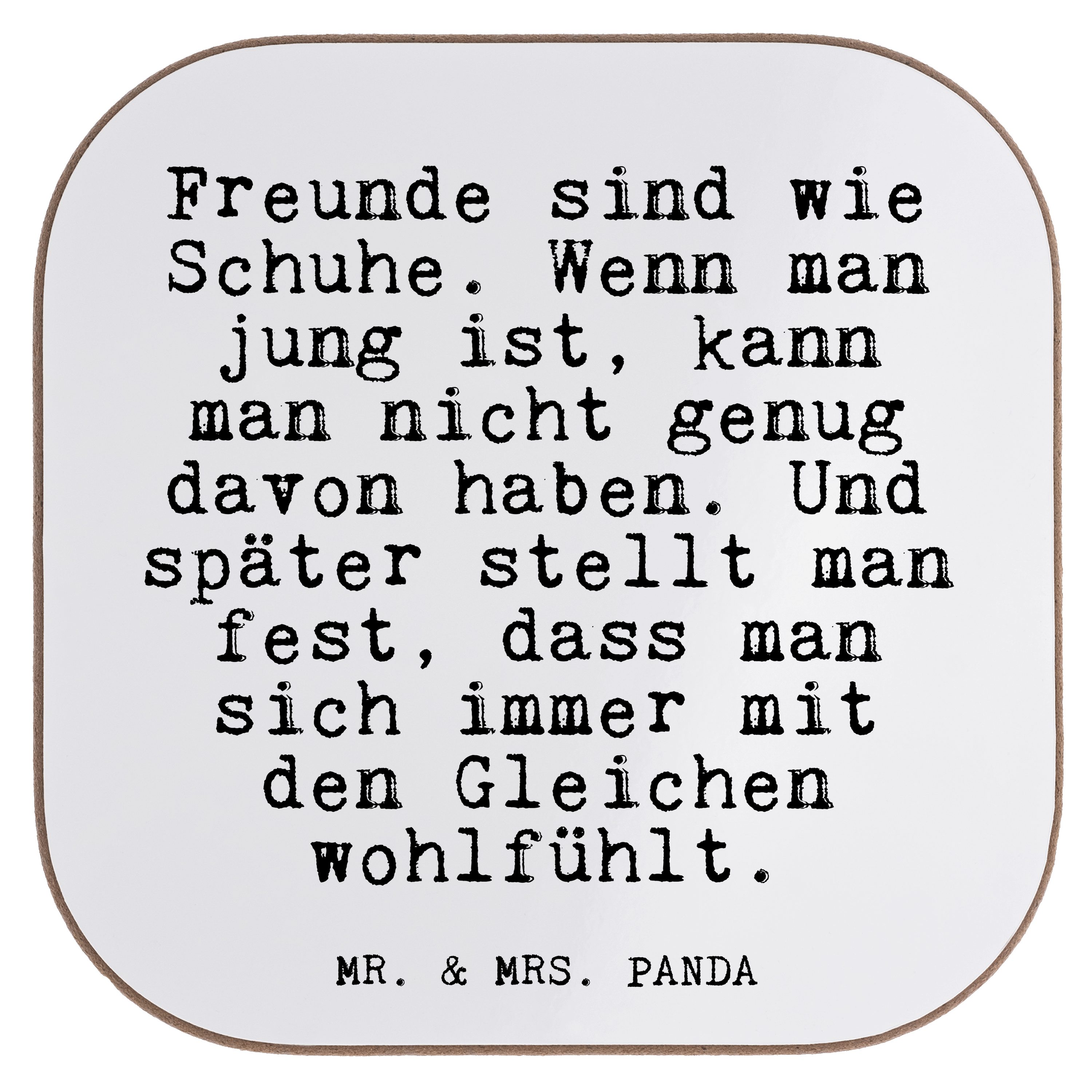 Mr. & Mrs. Panda Getränkeuntersetzer Freunde sind wie Schuhe.... - Weiß - Geschenk, Geburtstagsgeschenk, U, 1-tlg.