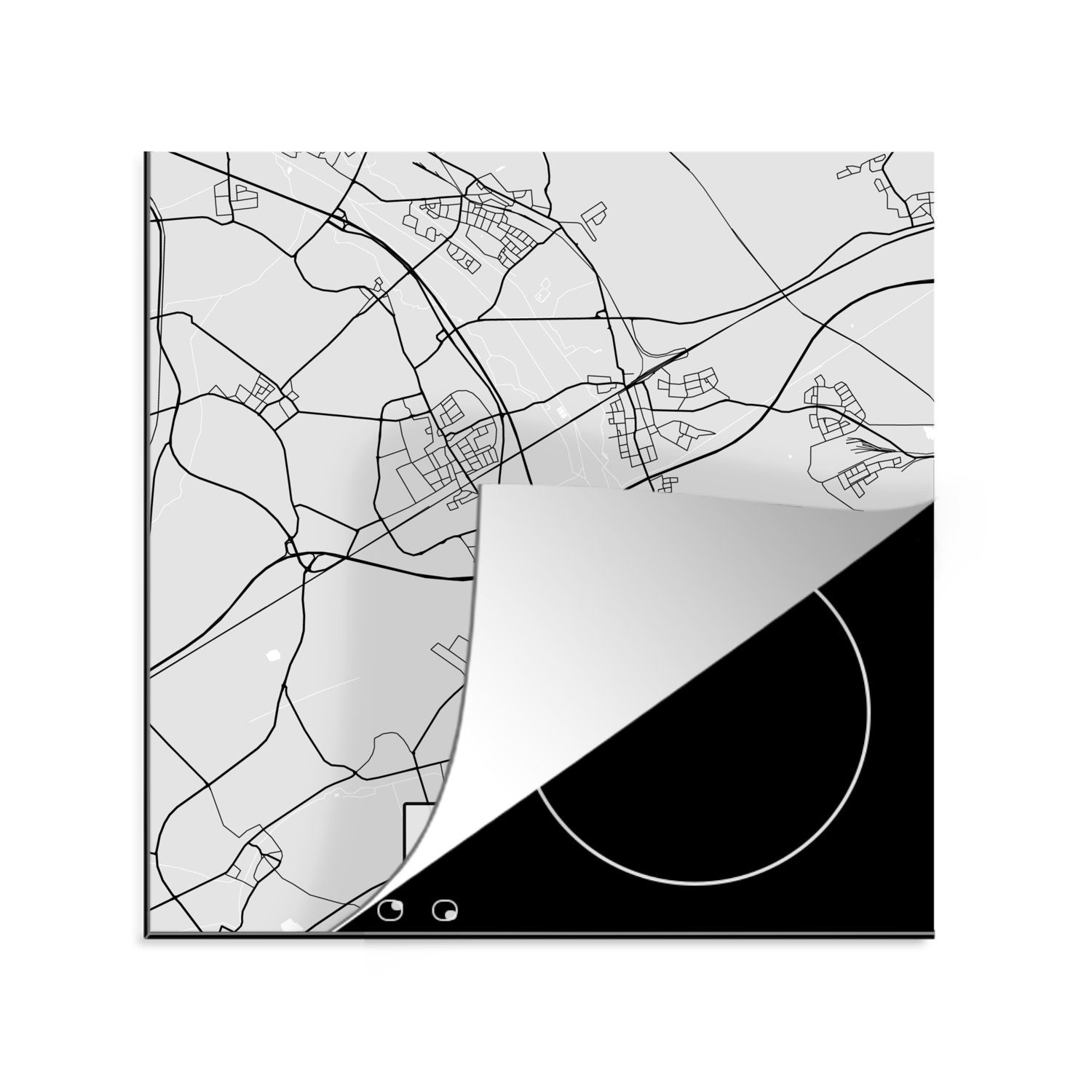 MuchoWow Herdblende-/Abdeckplatte Kerpen - Karte - Stadtplan - Deutschland - Karte, Vinyl, (1 tlg), 78x78 cm, Ceranfeldabdeckung, Arbeitsplatte für küche