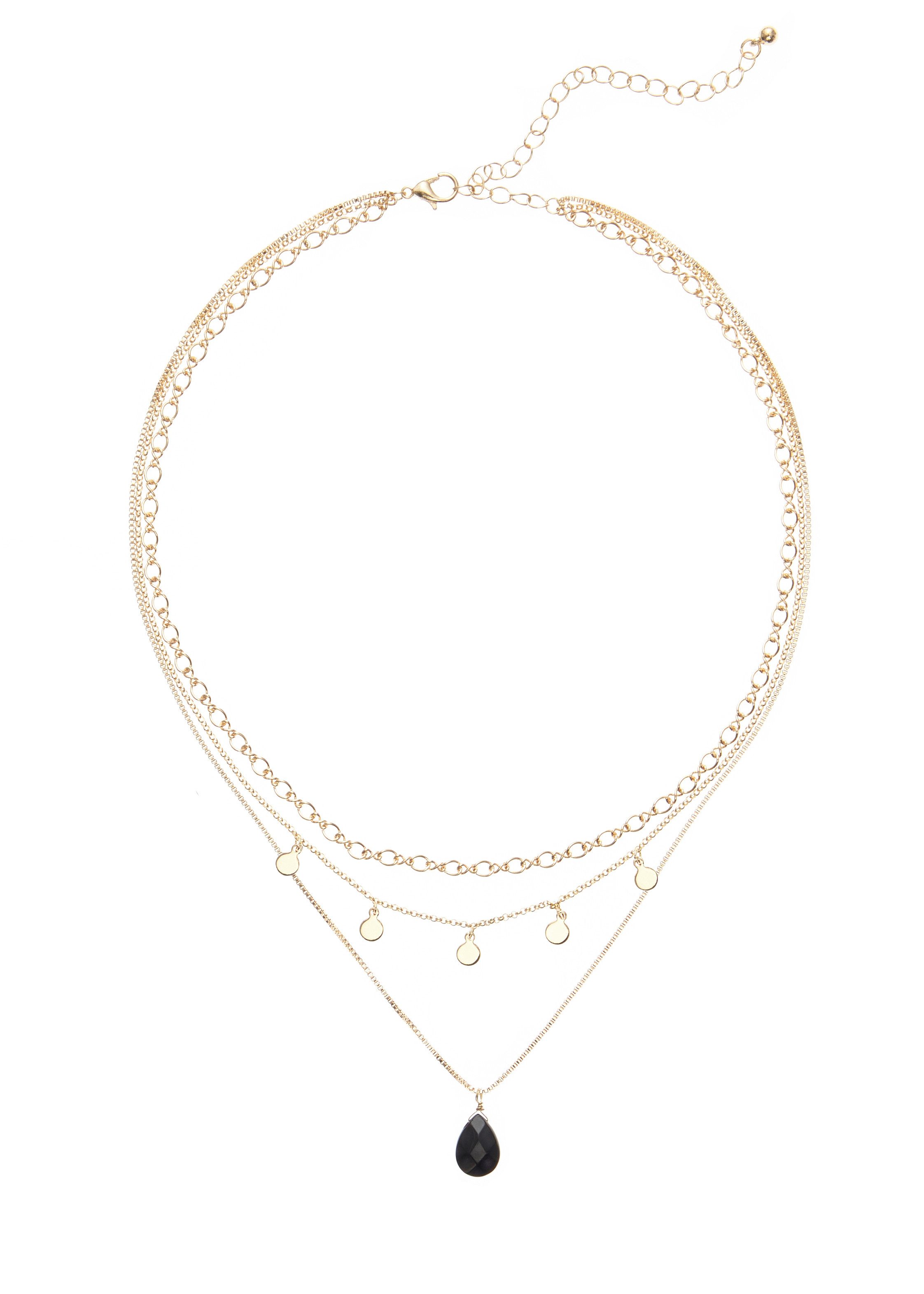LASCANA Kette mit Anhänger, Halskette in Lagen-Look mit Tropfen-Anhänger