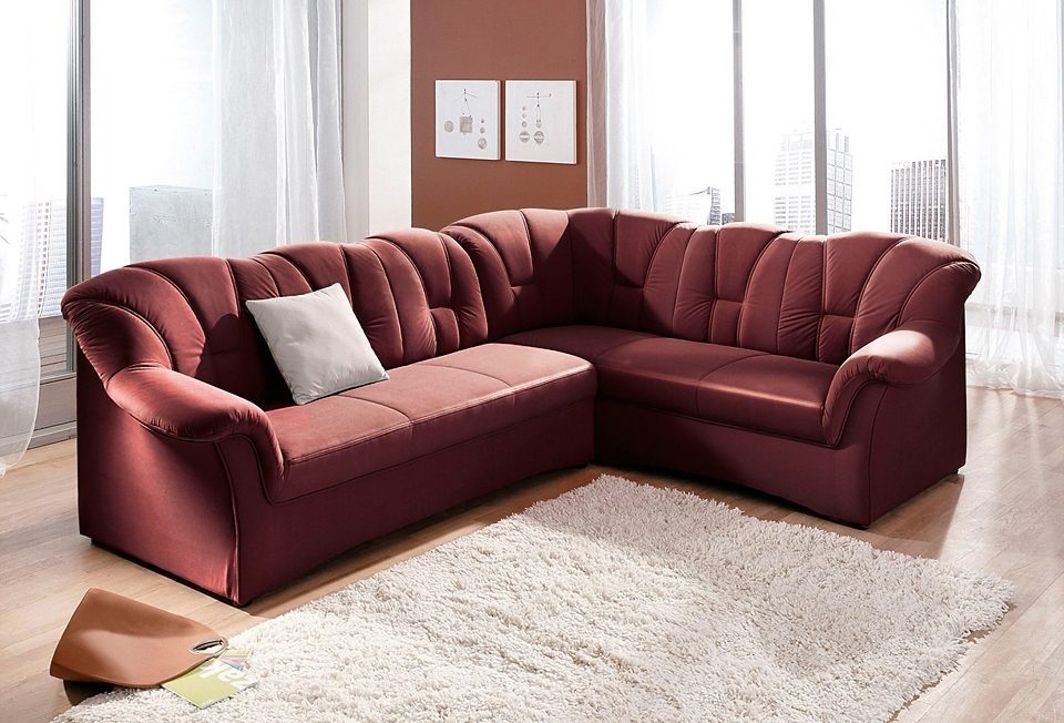 DOMO collection Ecksofa Papenburg B/T/H: 242/190/84 cm L-Form, wahlweise mit Bettfunktion, Langer Schenkel links oder rechts