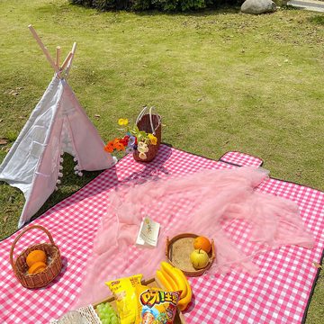 Picknickdecke Picknickmatte,Feuchtigkeitsbeständig,Faltbar,Karierte Campingmatte, DOPWii