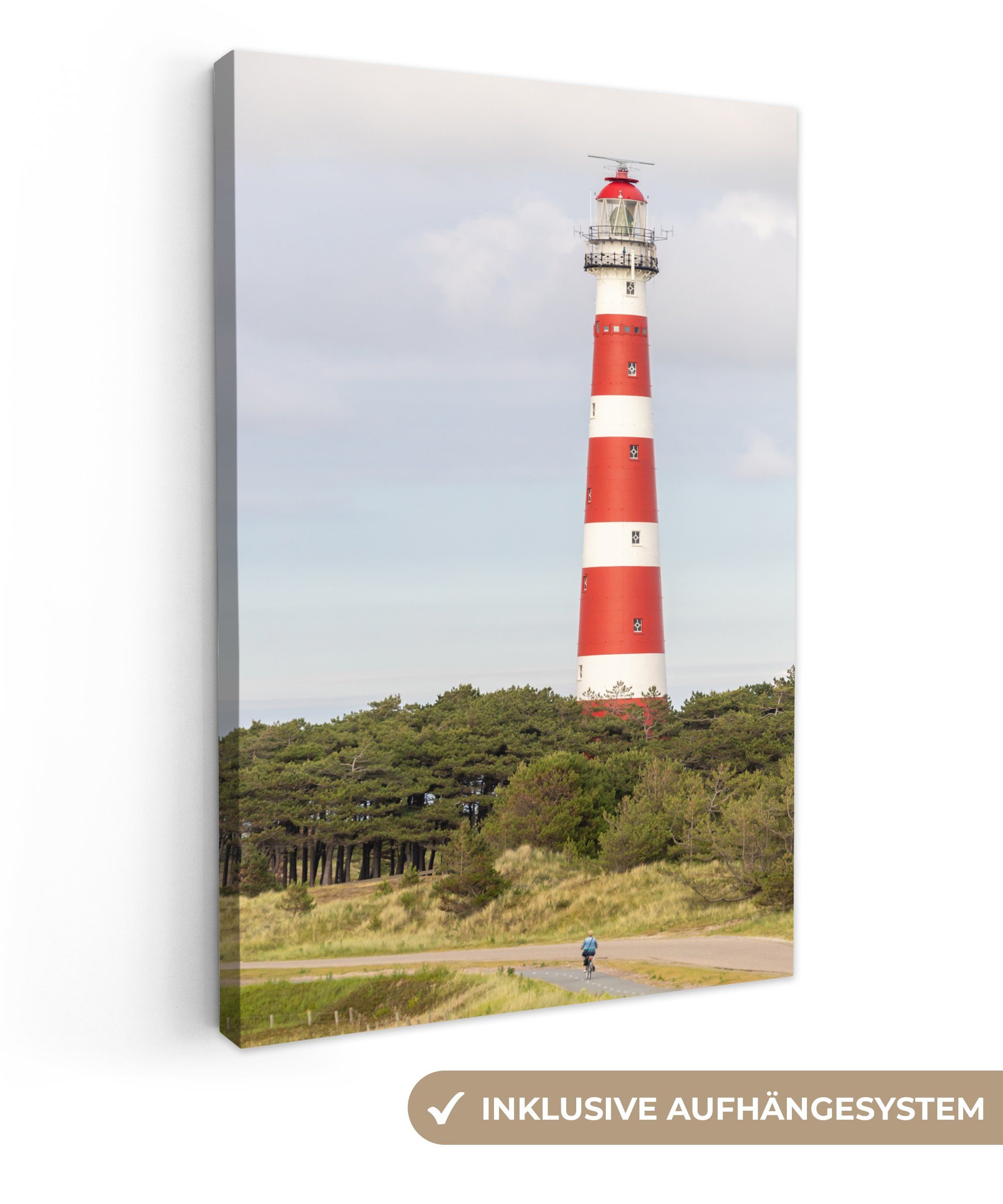 OneMillionCanvasses® Leinwandbild Insel - Leuchtturm - Niederlande, (1 St), Leinwandbild fertig bespannt inkl. Zackenaufhänger, Gemälde, 20x30 cm