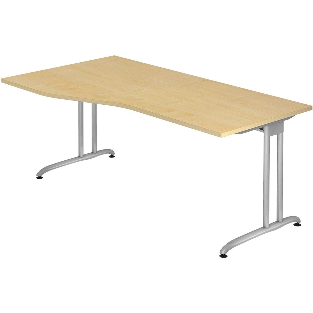 HAMMERBACHER Schreibtisch Wien, Freiform, C-Fuß Gestell, Beite 180 cm ahornfarben | Schreibtische