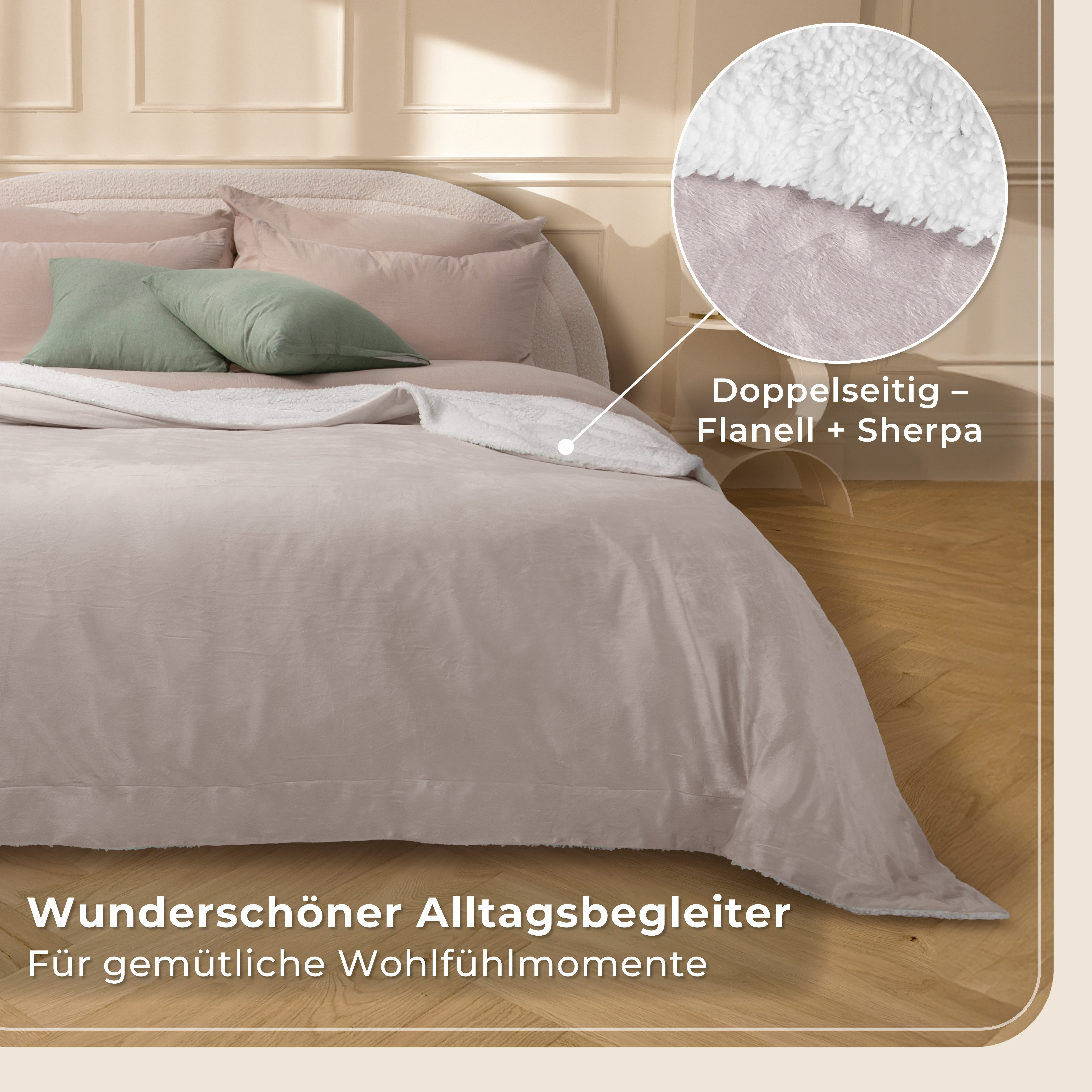 Wohndecke in Lammfell-Optik Kuscheldecke weich & flauschig - Sherpa Fleecedecke, Gräfenstayn, Warme Wolldecke & Sofaüberwurf Tagesdecke für Couch & Sofa – Bild 4 von 5