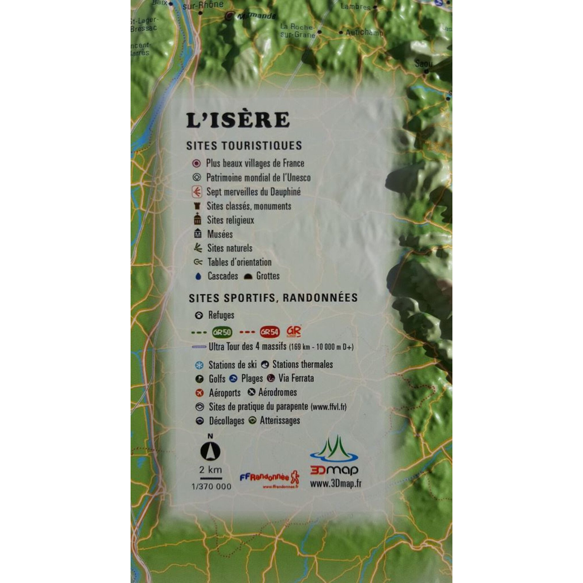 3Dmap Wandbild 3Dmap Regional-Karte L'Isère