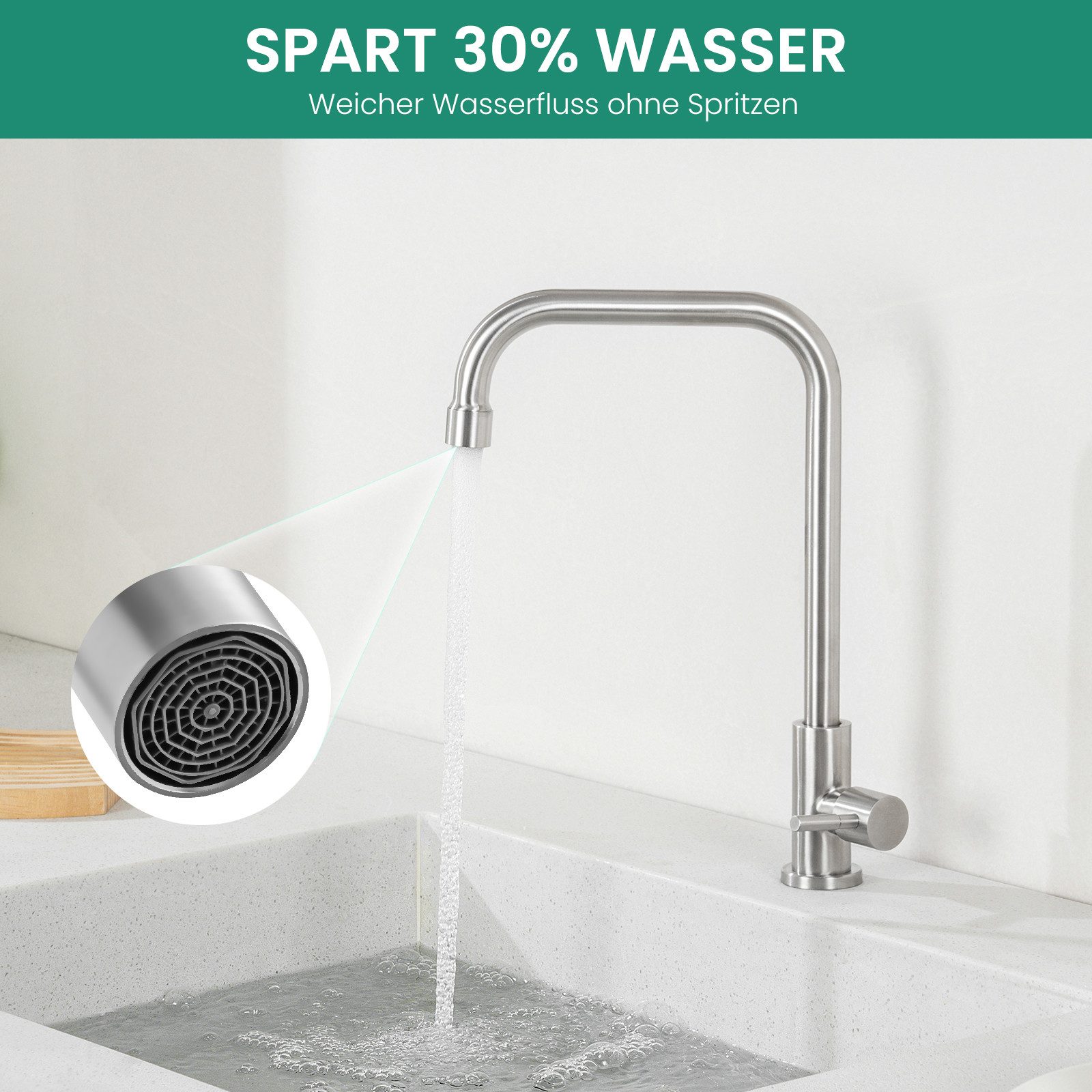 Auralum Max Spültischarmatur 360° Drehbarer Edelstahl günstig online kaufen