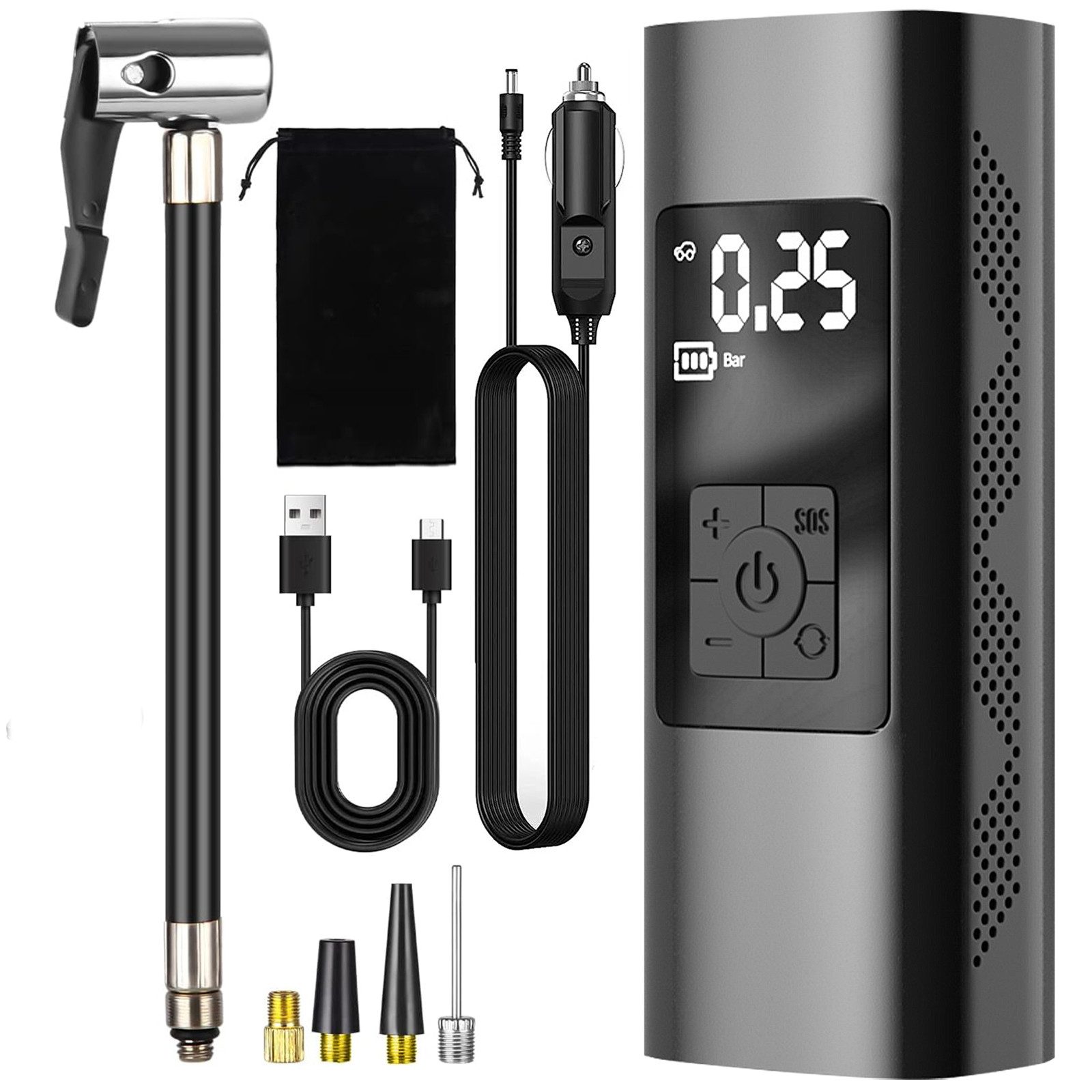 AIMAX Akku-Luftpumpe 6000 Mah 80W Fahrrad Luftpumpe Elektrisch, Strom: 1A Spannung: 12V