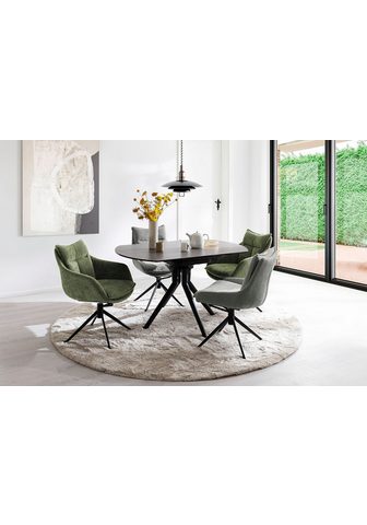 MCA furniture Valgomojo stalas RUBIKON Stalas 90-135 cm (Einzelstück) Keramik metalas Längsseitenauszug išskleidžiamas 13 mm