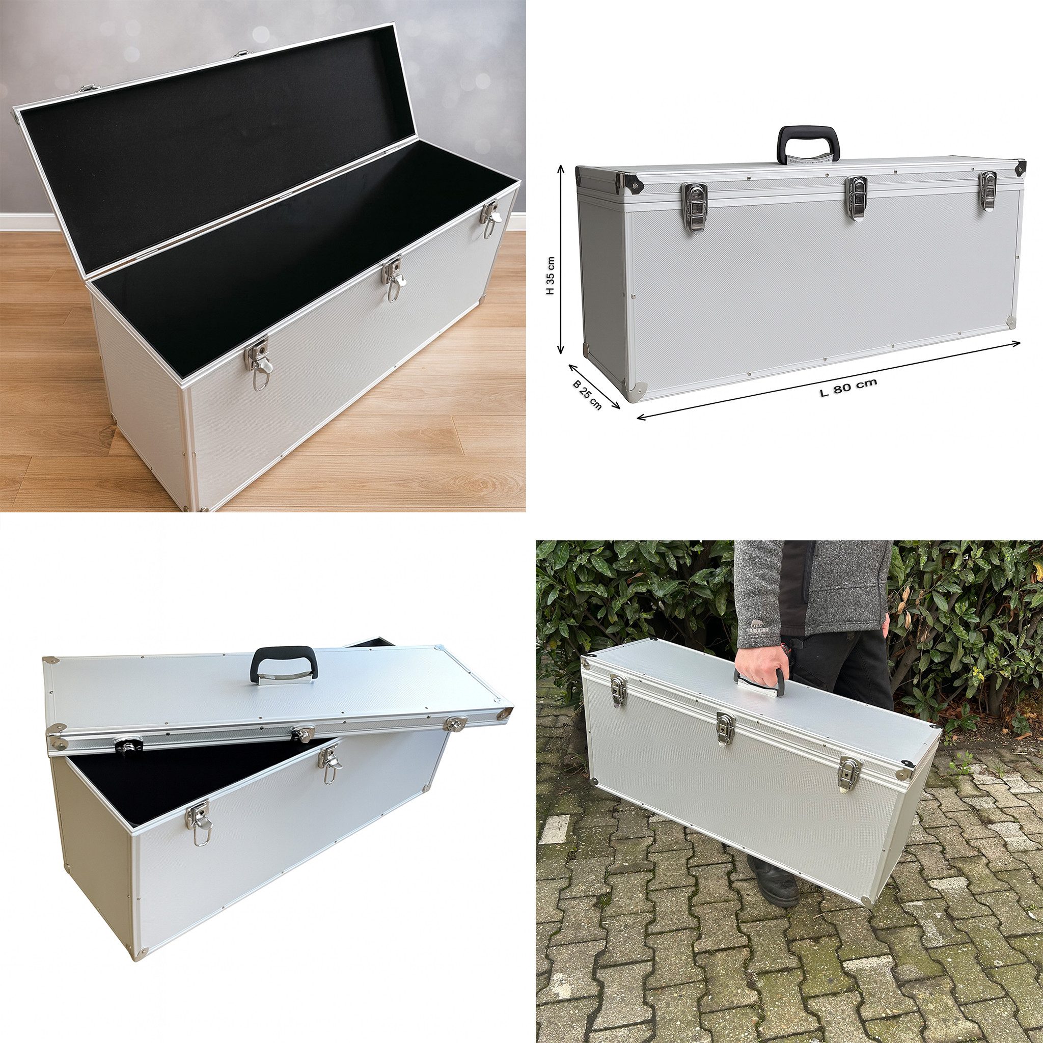 ECI Tools Werkzeugkoffer ECI Koffer (LBH) 80x25x35cm Silber Deckel abnehmbar Musikkoffer EDV