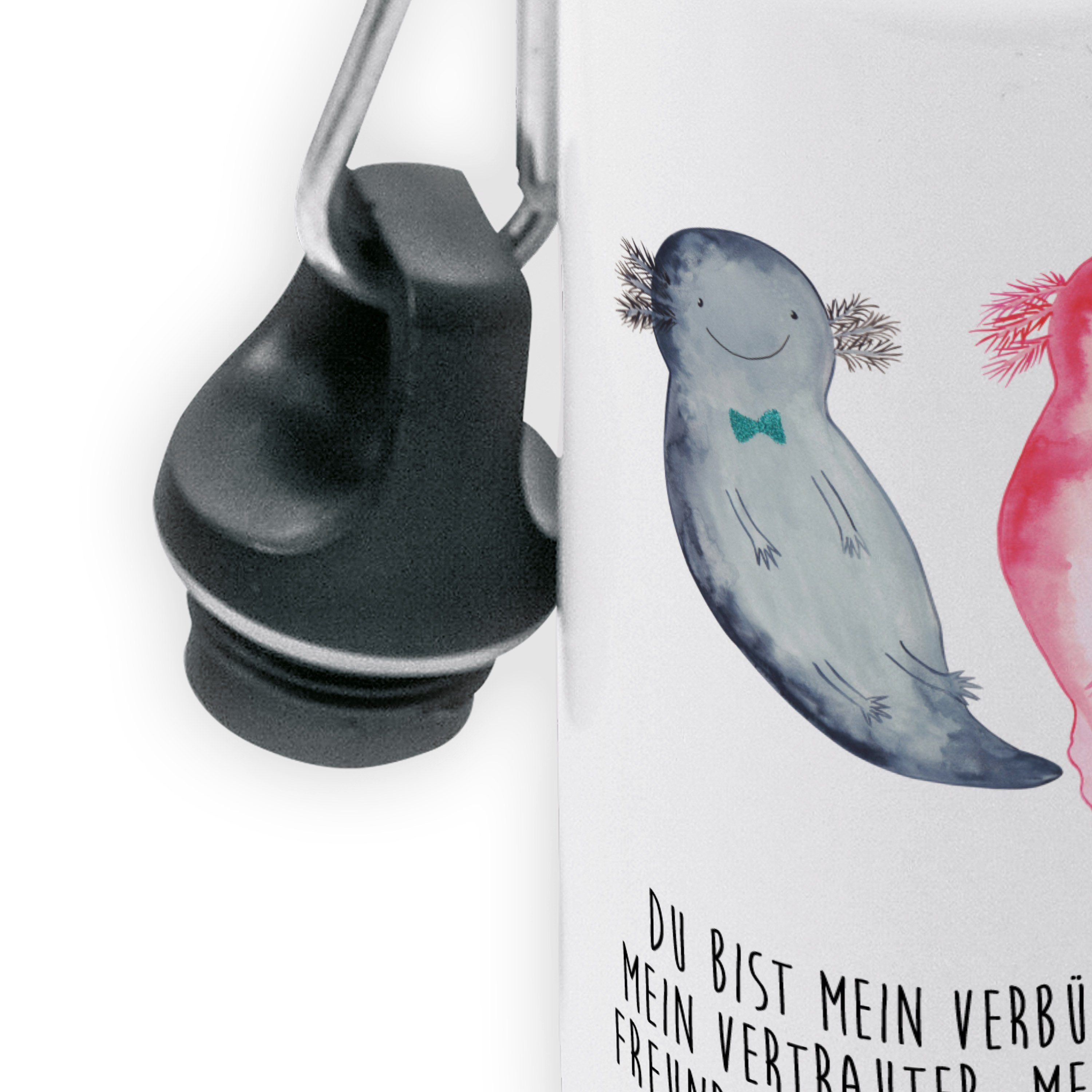 Mr. & Mrs. Jahrestag, Trinkflasche Trinkflasche - - Geschenk, Axel+Lotte Panda Kinder Axolotl Weiß