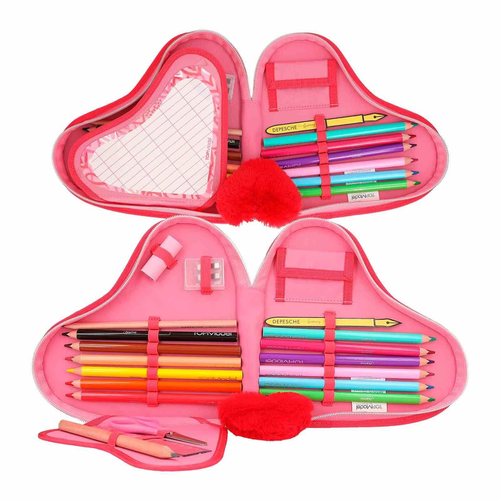 Depesche Federmäppchen TOPModel Herz-Federtasche mit Stifte 25 x 20 cm, (1-tlg)
