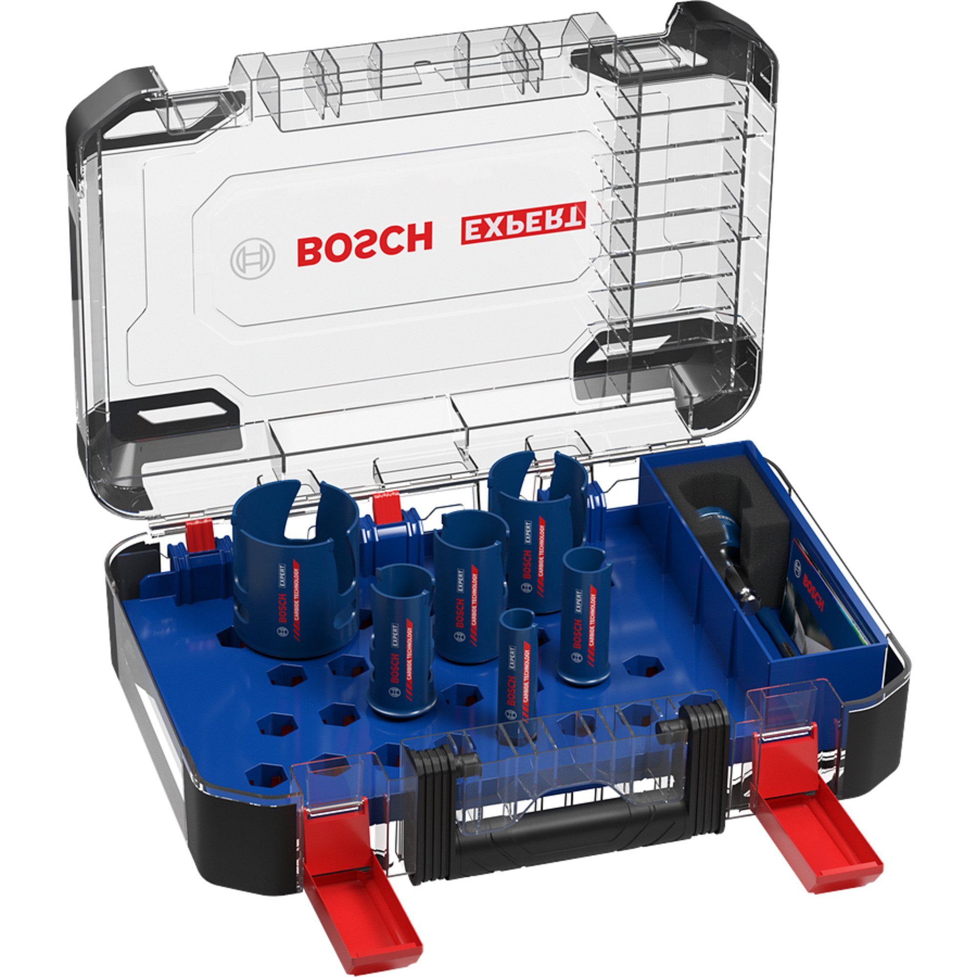 Bosch Professional Lochsäge EXPERT Construction Material, Set, 10-tlg., 20/25/32/38/51/64  mm, Materialeignung: Mehrzweck, Mauerwerk, Fliesen, Holz, Kunststoff,  Fiberglas