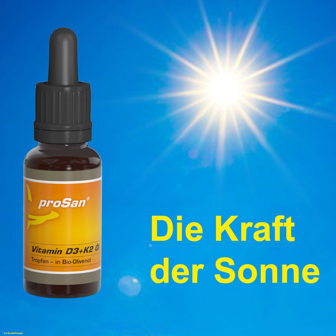 proSan Vitamin D3+K2 Öl, Aus Bio-Olivenöl, hochdosiert & bioverfügbar, Tropfen, 20 ml