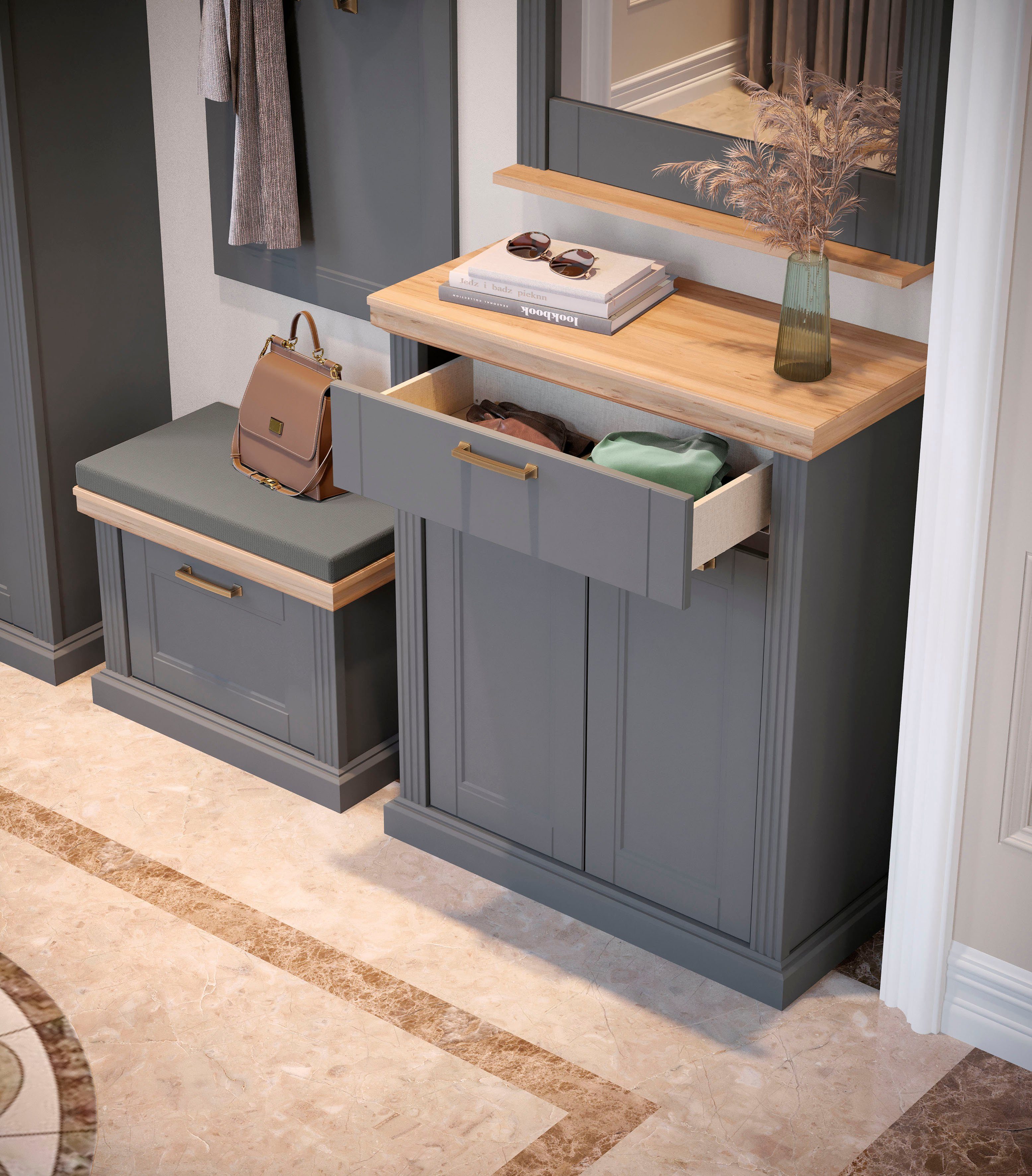 Home affaire Schuhschrank Tara (H/B/T): 51/65/38cm) Hochwertig UV lackiertes MDF