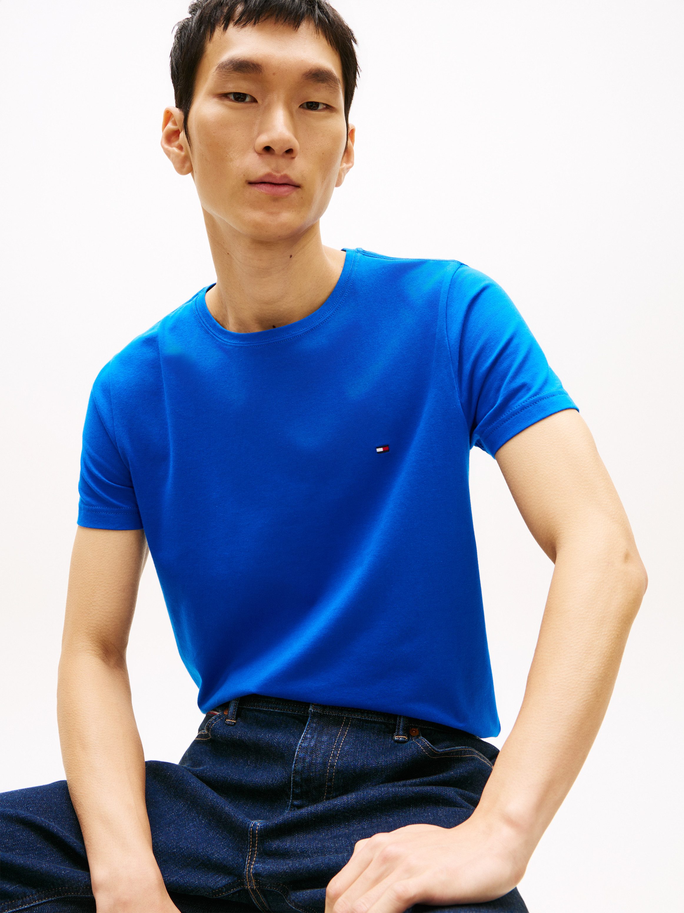 Tommy Hilfiger T-Shirt STRETCH SLIM FIT unifarben, casual, slim fit, Baumwo günstig online kaufen