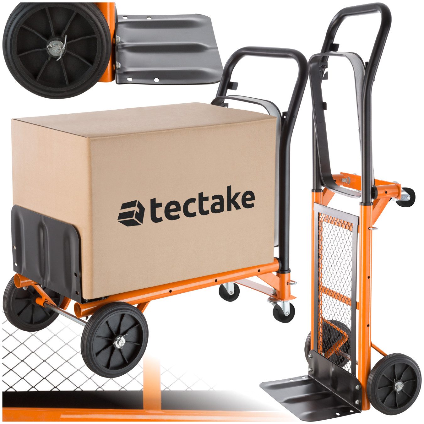 tectake Sackkarre Universal Rollwagen belastbar bis 80 kg, Griff in drei Stufen höhenverstellbar (78,5 cm bis 100 cm)