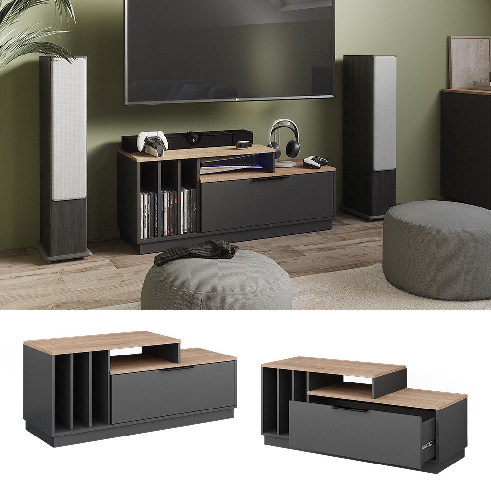 Vicco Lowboard Betti, Anthrazit/Sonoma, 120 x günstig online kaufen