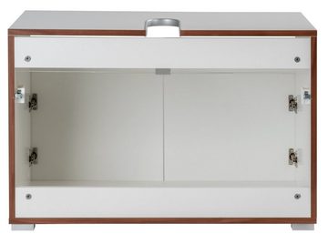 Waschbeckenunterschrank SPICE, Weiß Hochglanz, Weiß matt, mit 2 Türen, Badmöbel, 80 x 54 x 46 cm