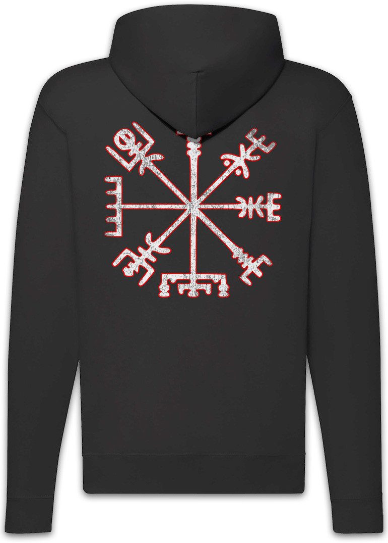 Urban Backwoods Sweatjacke Vegvisir Viking Compass Zipper Hoodie Wegweiser Celtic Pagan Walhalla (1-tlg) Wikinger Wotan Thor Odhin