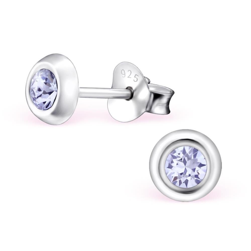 Ohrring-Set Ohrstecker r mit 5mm LA CRYSTALE Kristall 925 Silber Damen - Lavender